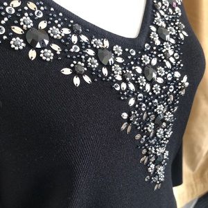 EUC Ruby Road V neck sweater w/ embellished detail